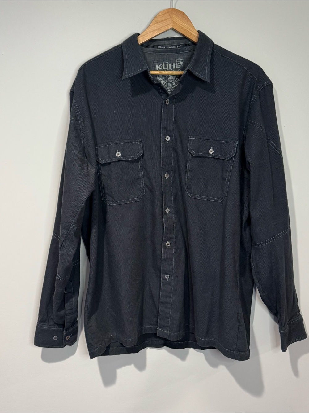 Kuhl Men’s Grey Mountain Grown Button Up Shirt Size XL Outdoor Hiking Gorpcore